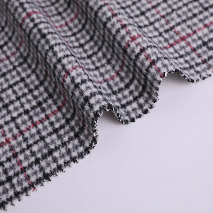 Hot Sale Polyester Acrylic Plaid Fabrics Tweed Double Face Wool Check Fabric