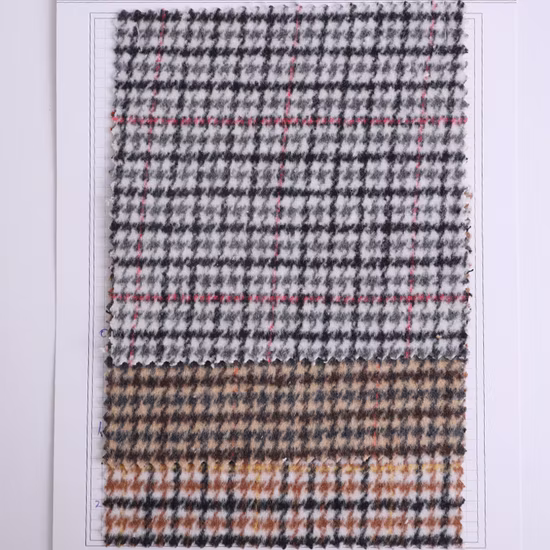 ホット販売ポリエステルアクリルチェック柄生地ツイードダブルフェイスウールチェック生地